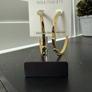 The Sole Society Hoop Gold Earrings with Multi Colorful Stones
